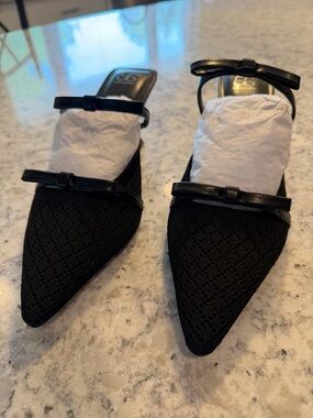 Cost Island Black Heels Slide In Size 8